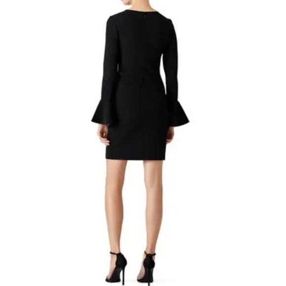 Parker Illusion Dress Black Bell Sleeve Sheath Mesh Stretch Womens Size XS - Picture 2 of 14